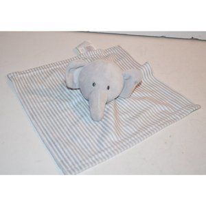 Baby Kiss Elephant Security Blanket Lovey Stripes Plush toy Gray 10X10 soft‎